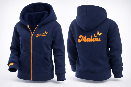 NEW hoodie kids met rits naam navy