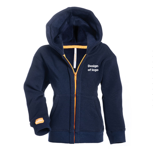 NEW hoodie kids navy met rits design/logo