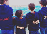 NEW hoodie kids met rits naam navy