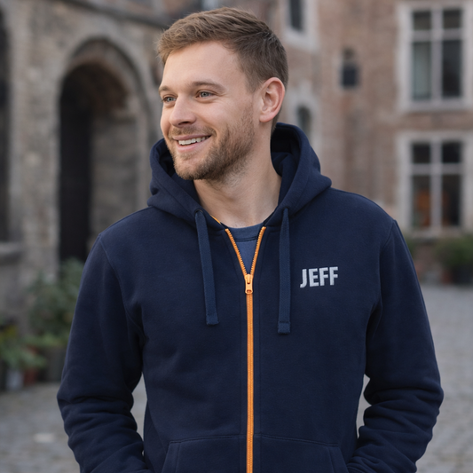 NEW hoodie navy adult rits met naam