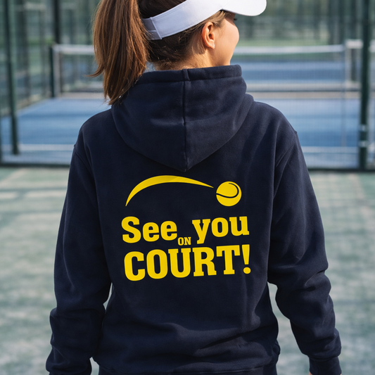 NEW hoodie adult navy met rits see you on court