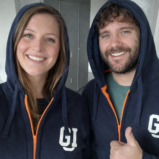 NEW hoodie navy adult rits logo/design