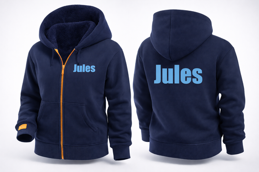 NEW hoodie navy adult rits met naam