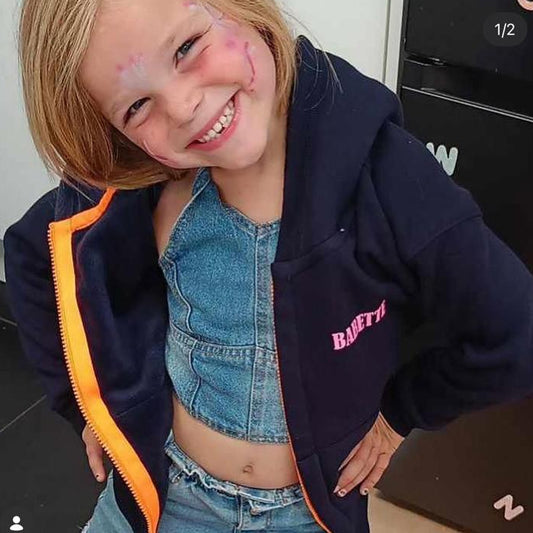 NEW hoodie kids met rits naam navy