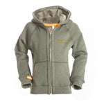 hoodie kids met rits naam kaki