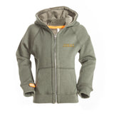 hoodie kids met rits naam kaki