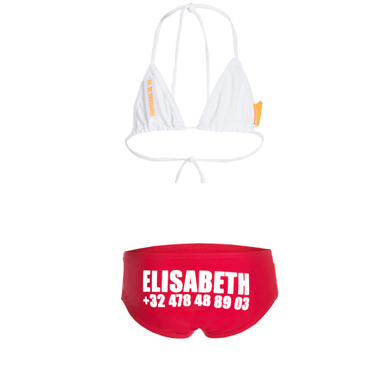 bikini combi wit/rood