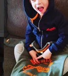 hoodie kids met rits naam navy