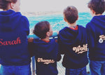 hoodie kids met rits naam navy
