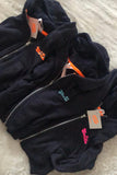 hoodie kids met rits naam navy